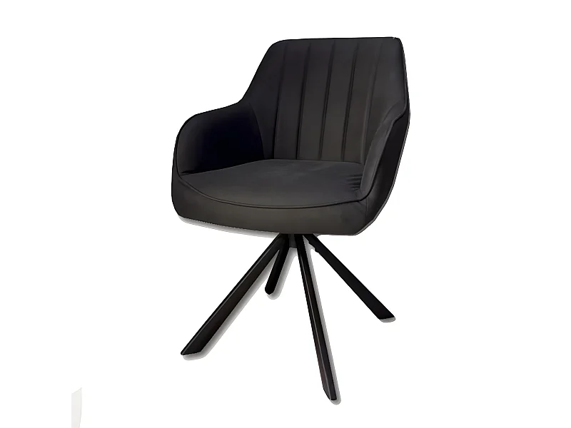 Chaise rotative Xara noir pieds métal noir