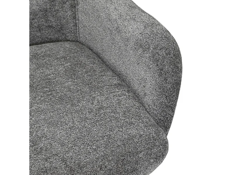 Chaise pivotante tissu doux gris avec accoudoirs pied métal noir - EVA