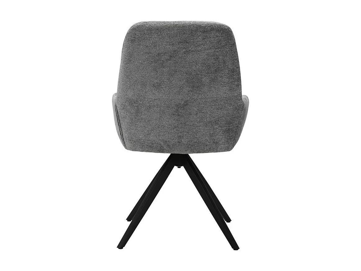 Chaise pivotante tissu doux gris avec accoudoirs pied métal noir - EVA
