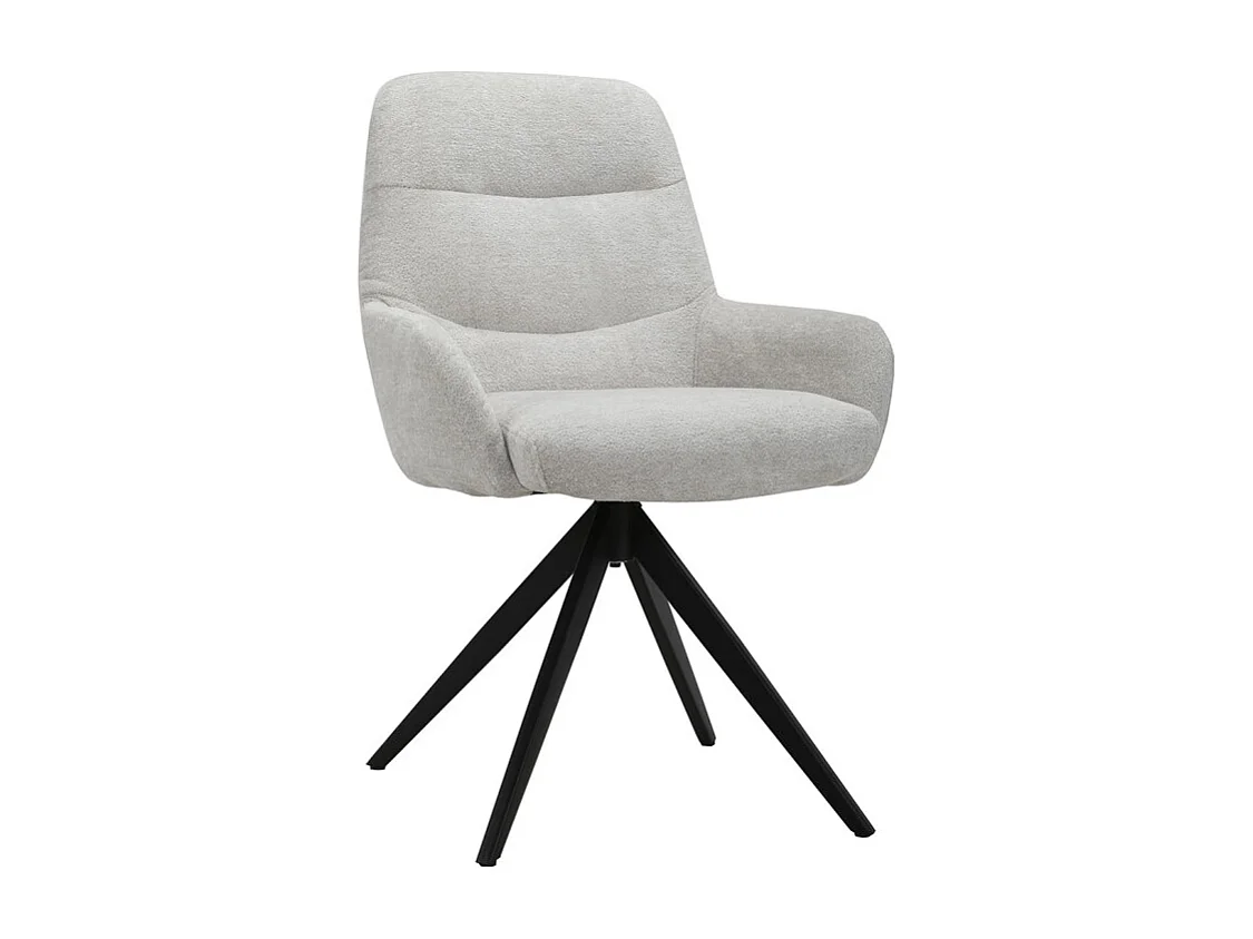 Chaise pivotante tissu doux écru avec accoudoirs pied métal noir - EVA