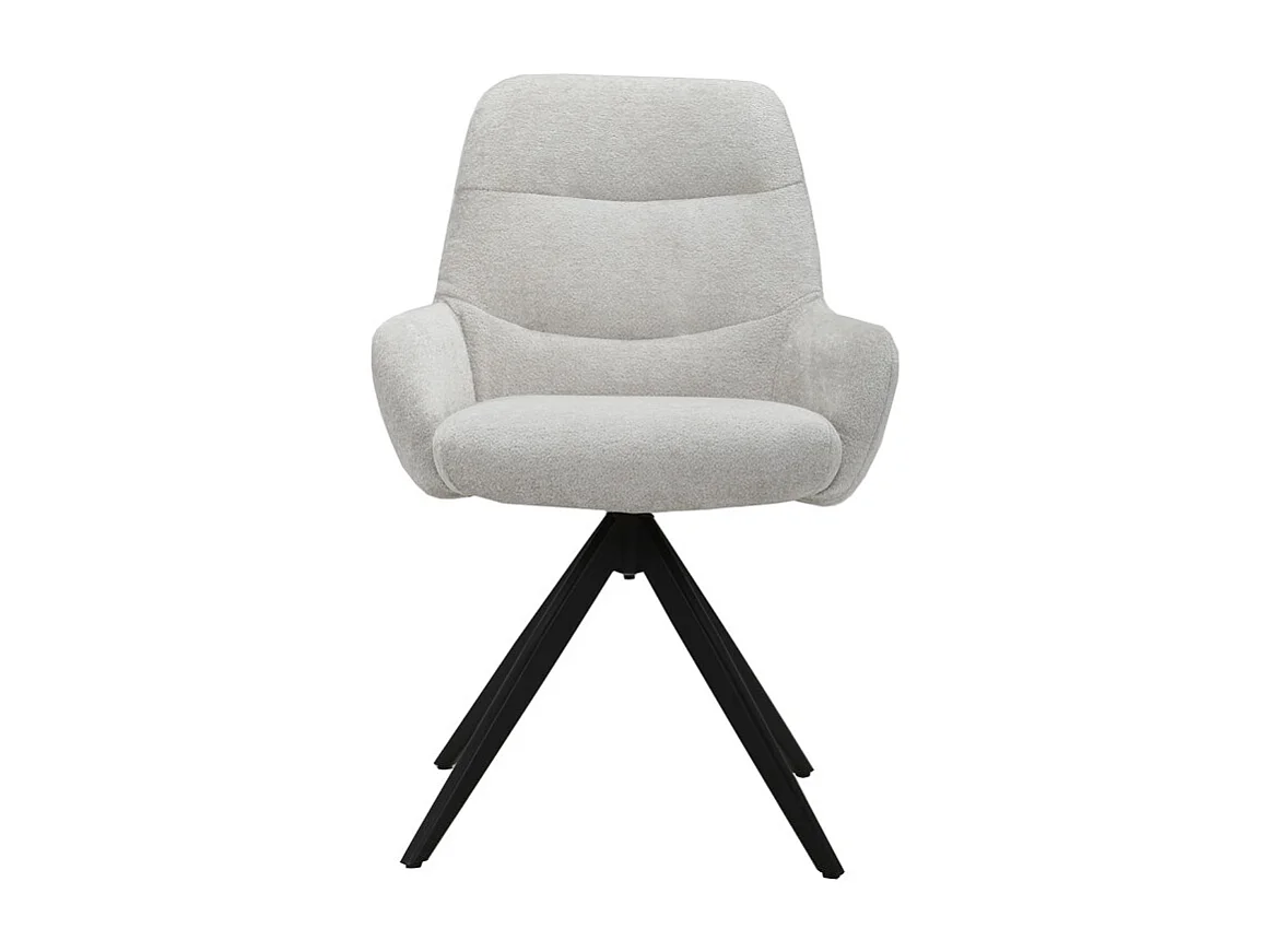 Chaise pivotante tissu doux écru avec accoudoirs pied métal noir - EVA