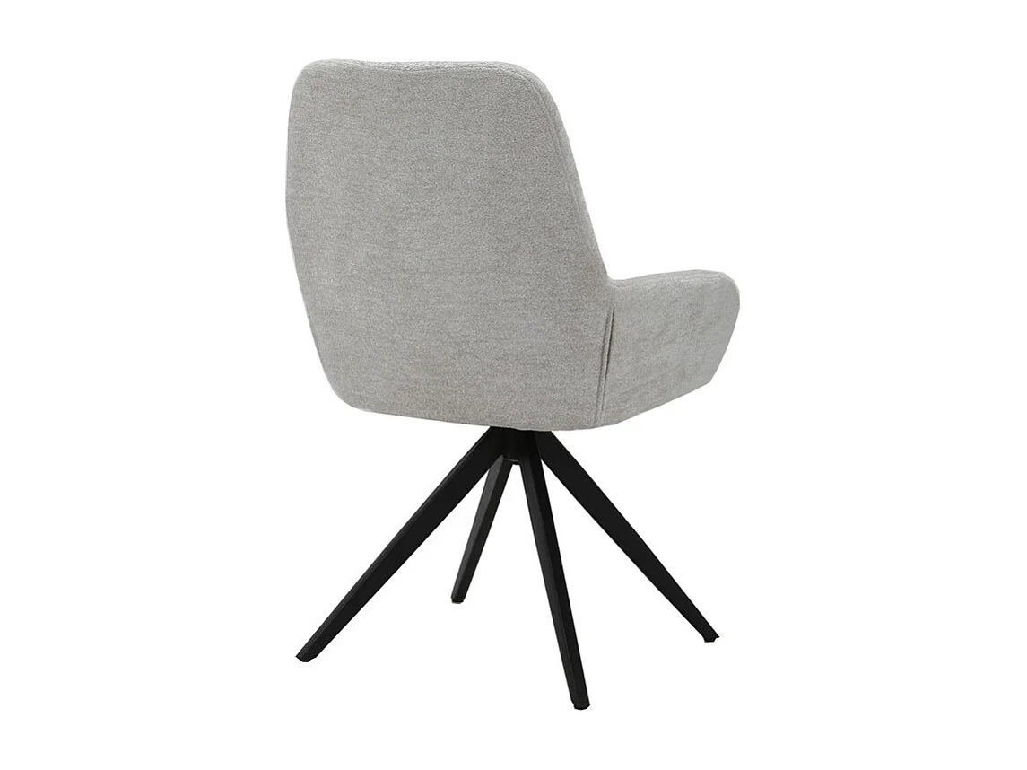 Chaise pivotante tissu doux écru avec accoudoirs pied métal noir - EVA