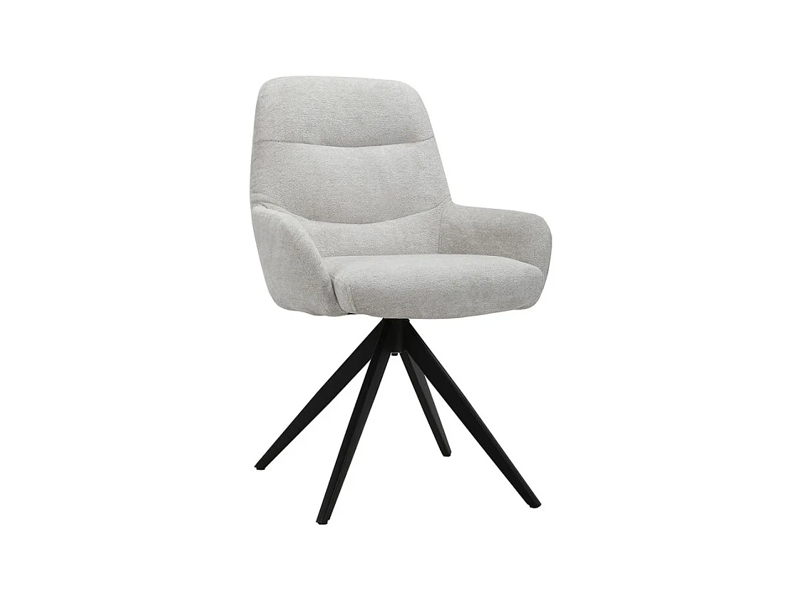 Chaise pivotante tissu doux écru avec accoudoirs pied métal noir - EVA