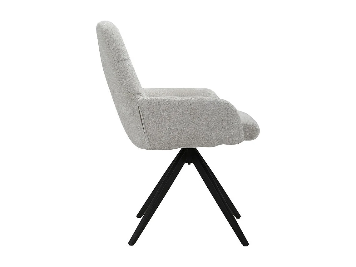 Chaise pivotante tissu doux écru avec accoudoirs pied métal noir - EVA