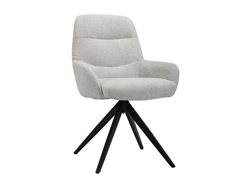 Chaise pivotante tissu doux écru avec accoudoirs pied métal noir - EVA