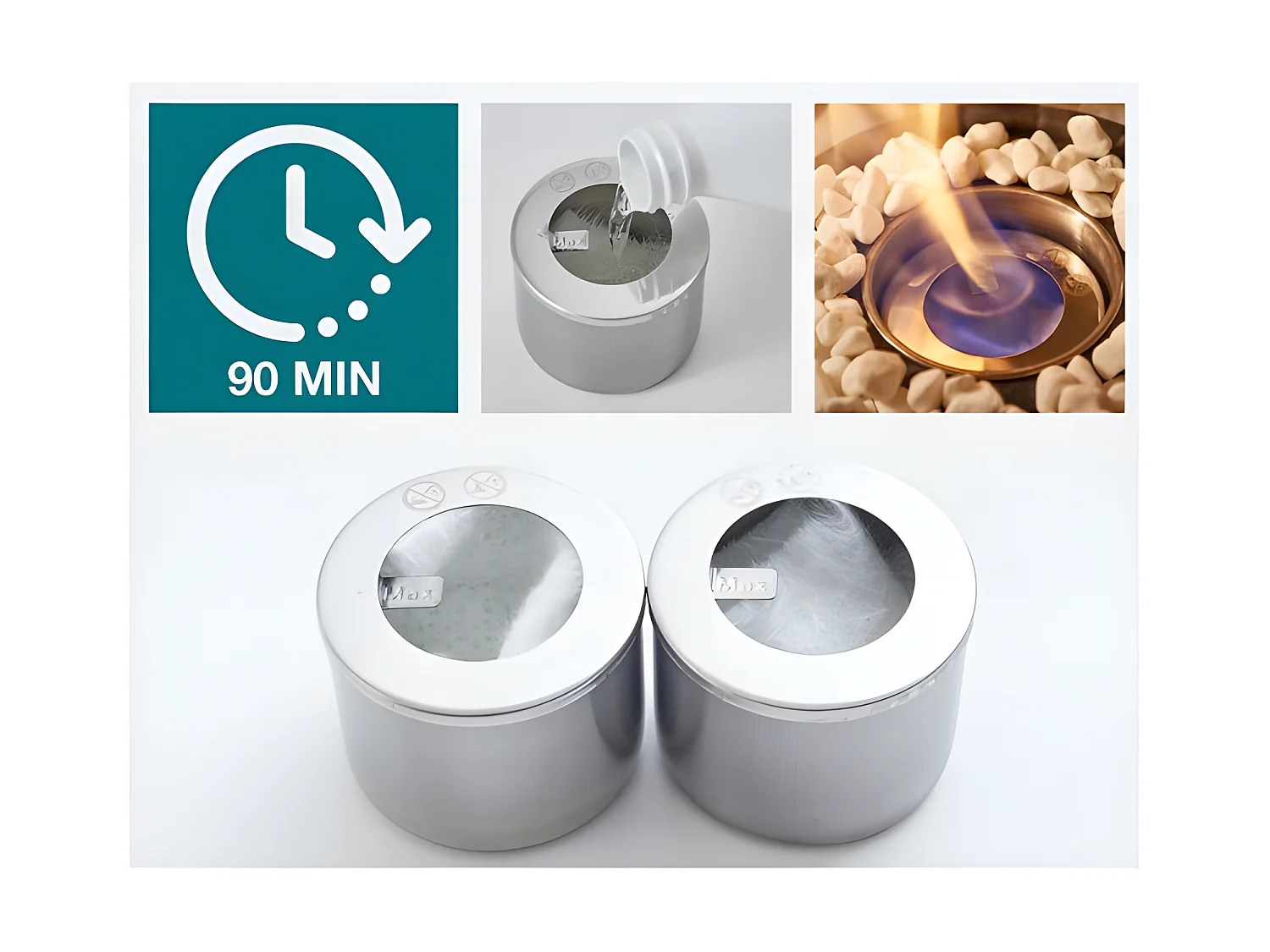 Cheminée de table portable au bioéthanol de haute qualité pour l'intérieur et l'extérieur avec pierres décoratives