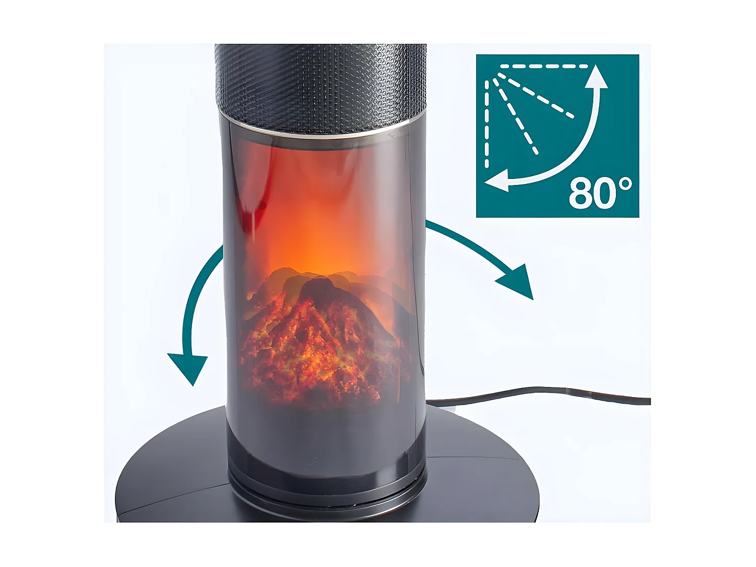 Radiateur Ventilateur électrique céramique avec effet cheminée chauffage mobile 20m2