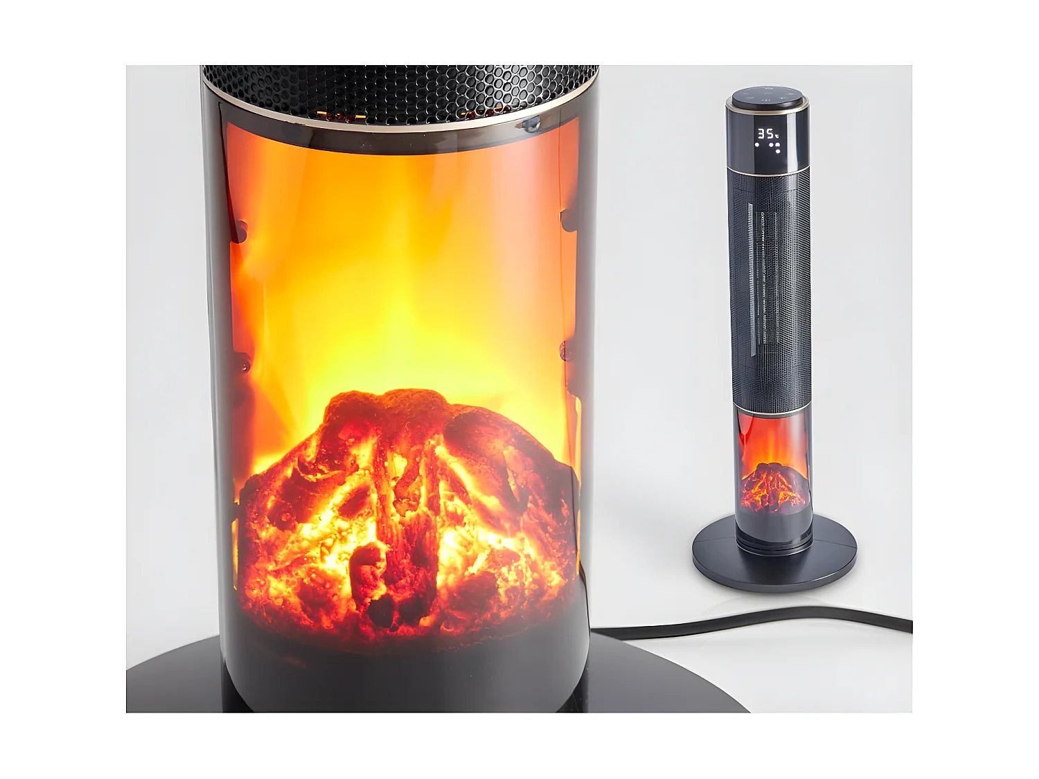 Radiateur Ventilateur électrique céramique avec effet cheminée chauffage mobile 20m2