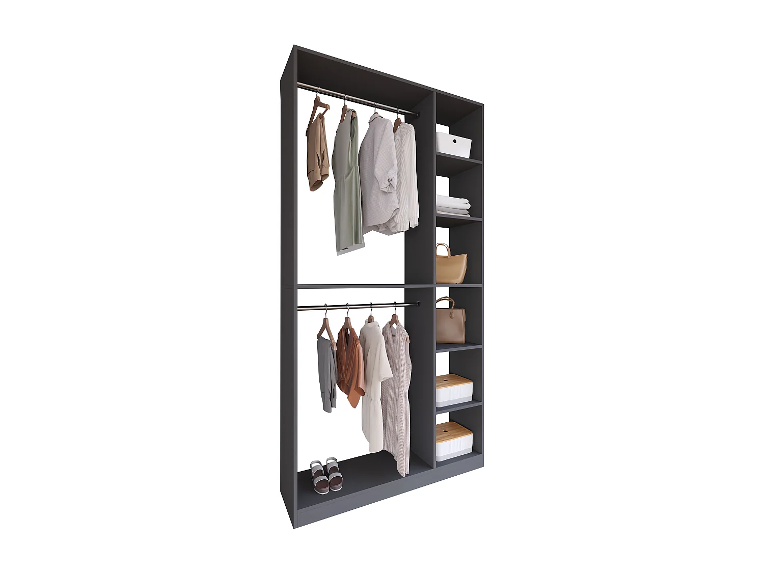 Wardrobe Palosa XL Anthracite W. 110 x H. 211 x D. 35 cm