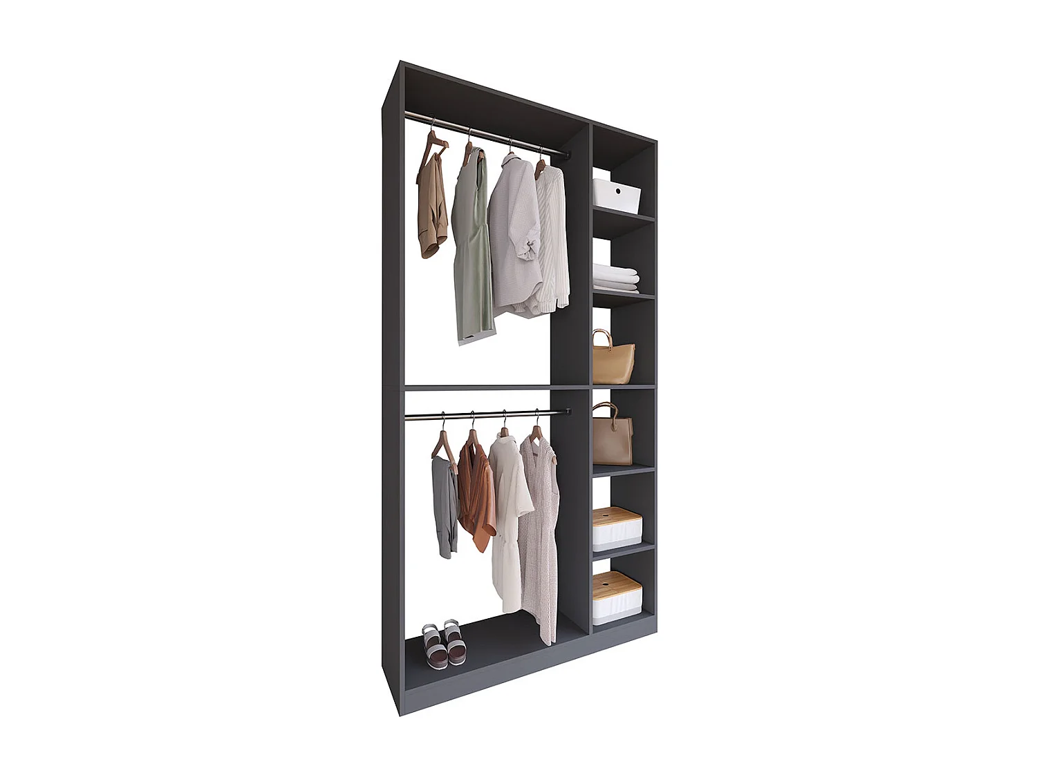 Wardrobe Palosa XL Anthracite W. 110 x H. 211 x D. 35 cm