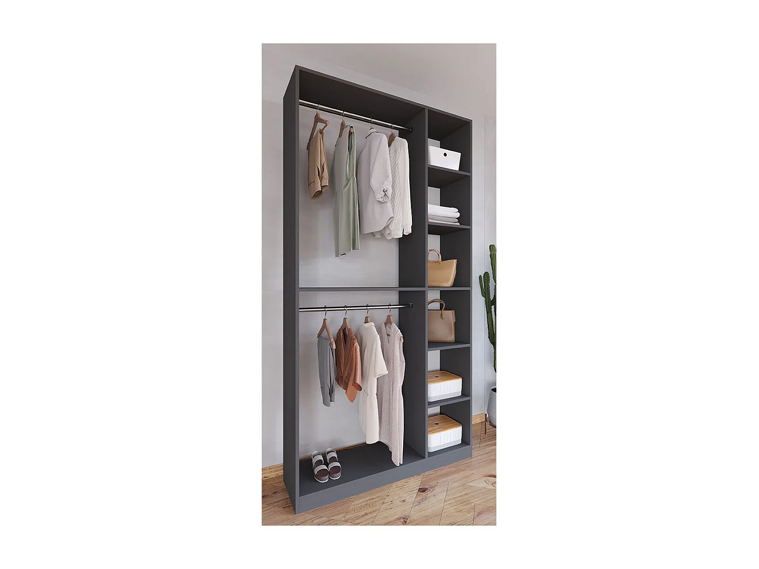 Wardrobe Palosa XL Anthracite W. 110 x H. 211 x D. 35 cm