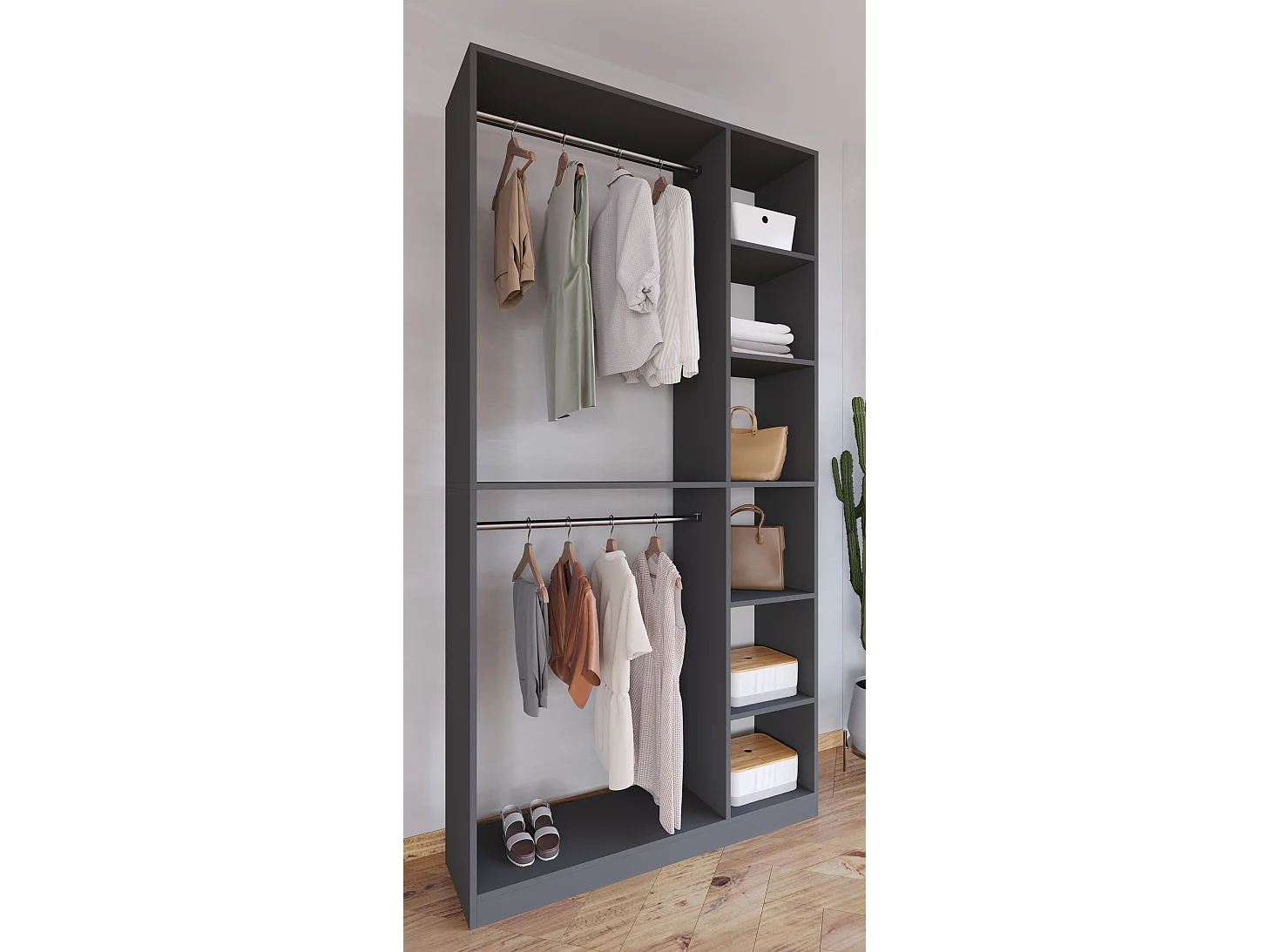 Wardrobe Palosa XL Anthracite W. 110 x H. 211 x D. 35 cm