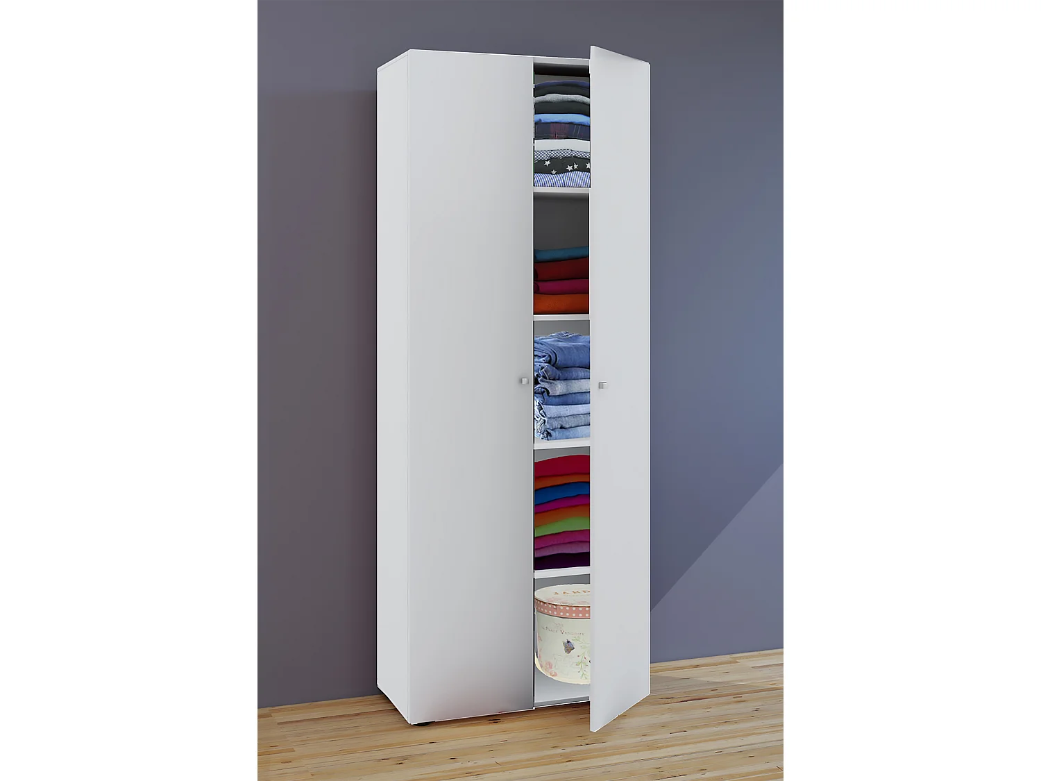 Armário de madeira VCM | 5 compartimentos | dimensões aprox. L. 70 x A. 178 x P. 40 cm | 2 portas rotativas | expansível | Armário - Vandol (Branco)