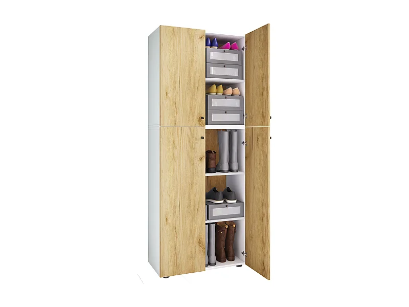 Wardrobe Lona White / Honey oak W. 70 x H. 184 x D. 40 cm