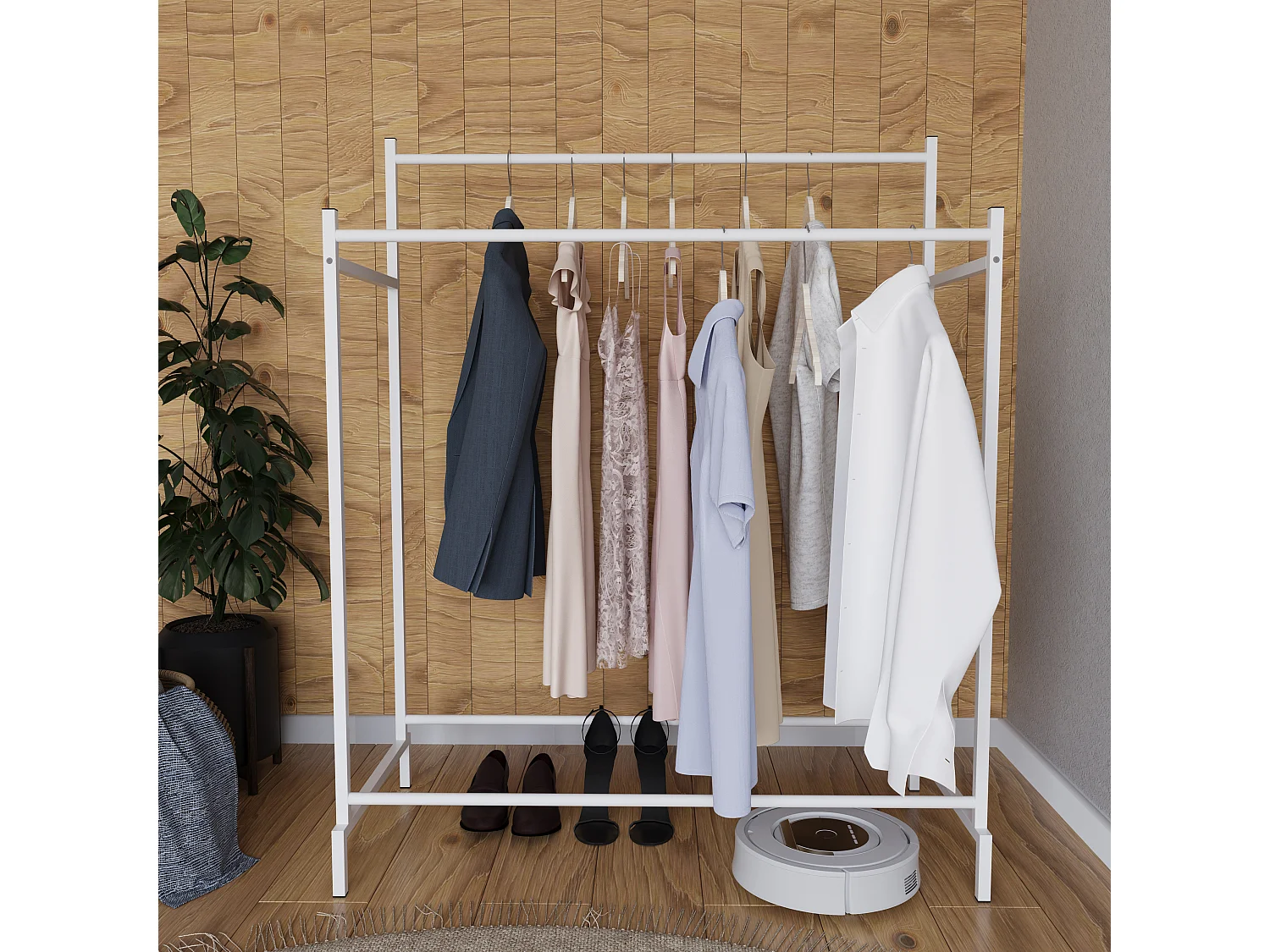 VCM metal roupeiro | closet aberto | walk-in | suporte para roupas | dimensões aprox. A. 136 x L. 103 x P. 52 cm- Labol L (Branco)