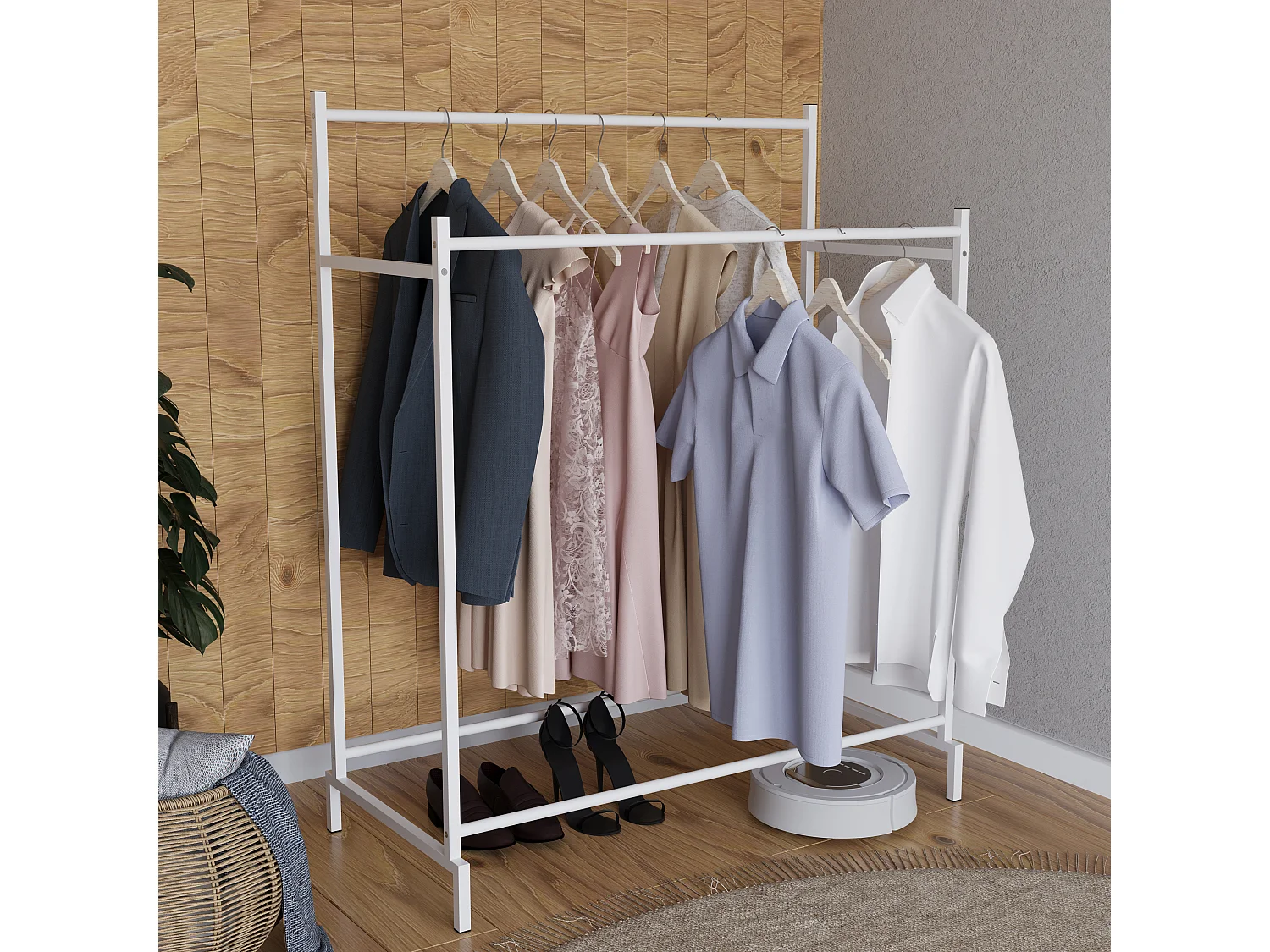 Wardrobe Labol L White H. 136 x W. 103 x D. 52 cm