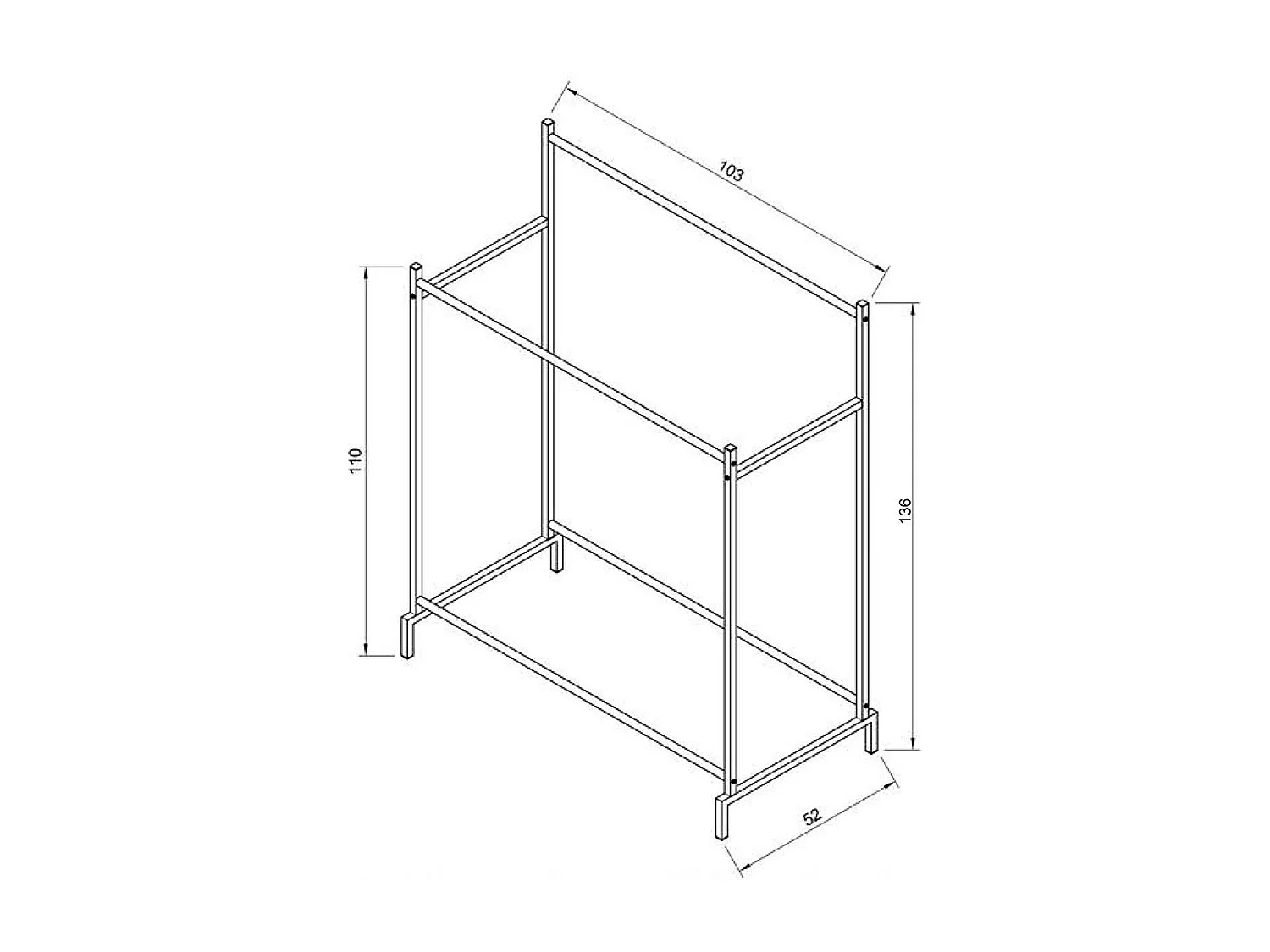 VCM metal roupeiro | closet aberto | walk-in | suporte para roupas | dimensões aprox. A. 136 x L. 103 x P. 52 cm- Labol L (Branco)