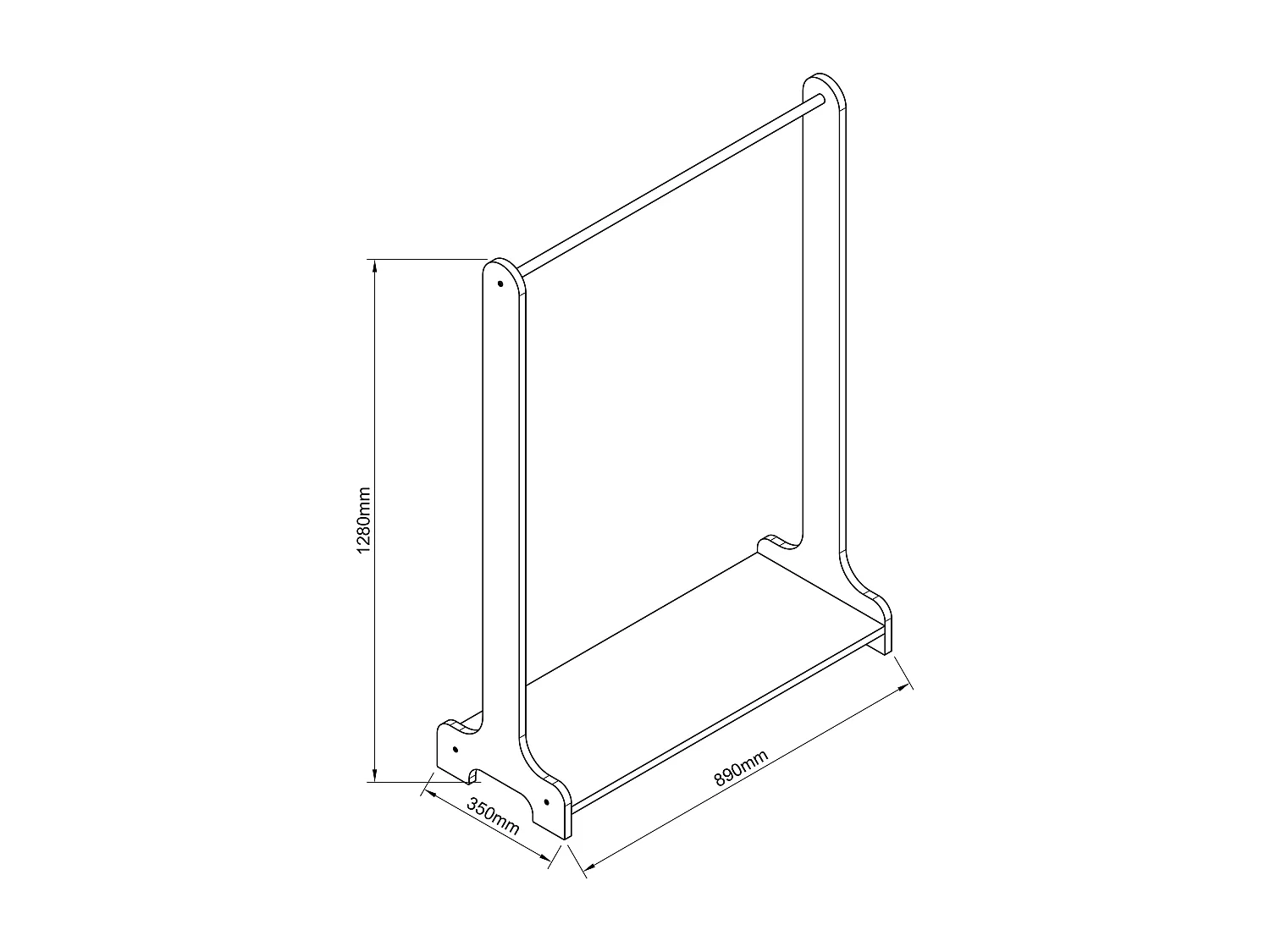 Wardrobe Lempu H White W. 89 x H. 128 x D. 35 cm