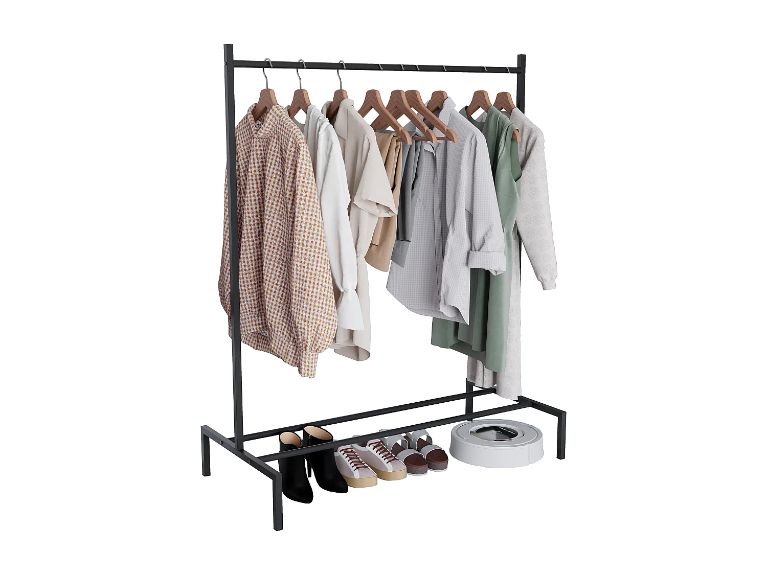 VCM Métal penderie ouverte walk-in portemanteau Labol S (Noir)