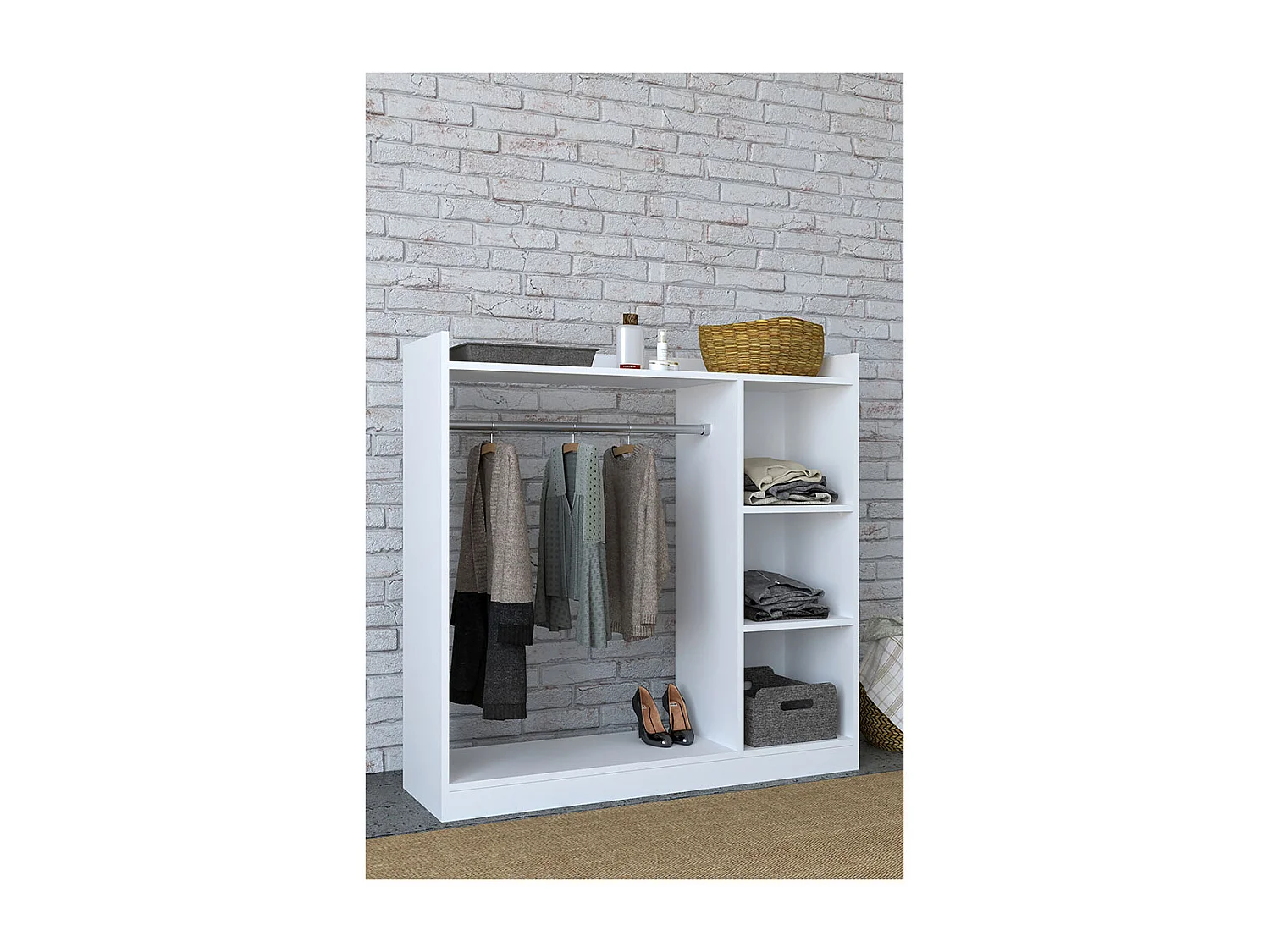 Roupeiro de madeira VCM | roupeiro aberto | roupeiro de entrada | suporte para roupa | dimensões aprox. h. 115 x w. 115 x d. 35 cm- Palosa M (branco)