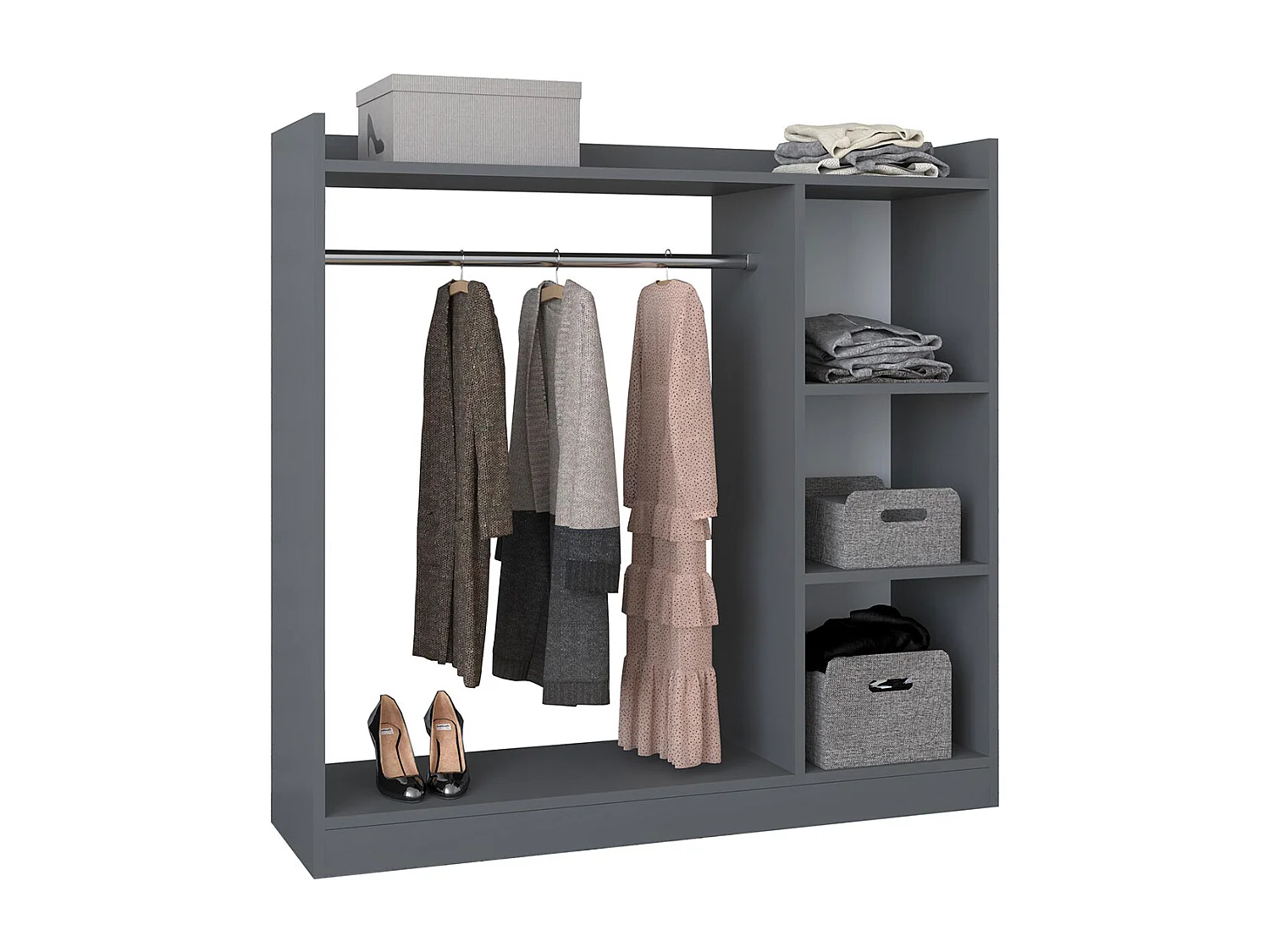 Wardrobe Palosa Anthracite H. 115 x W. 115 x D. 35 cm