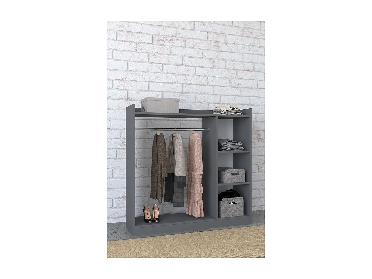 Wardrobe Palosa Anthracite H. 115 x W. 115 x D. 35 cm