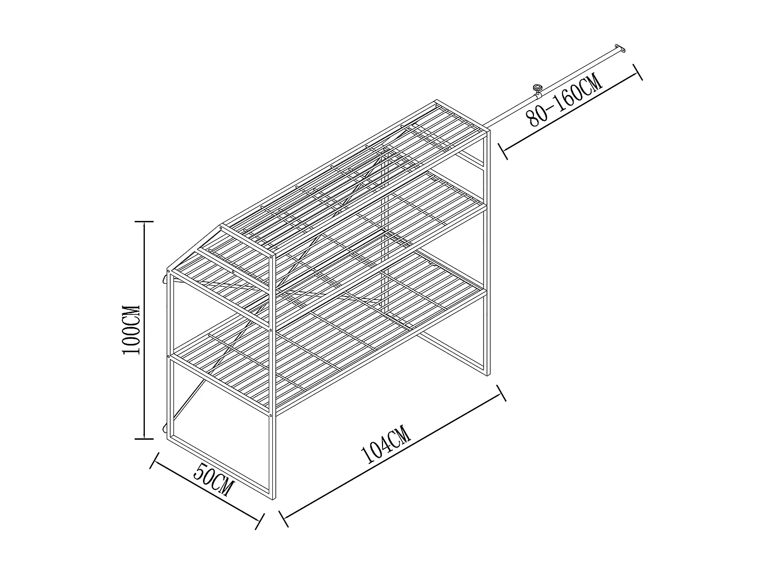 Wardrobe Disal Black W. 100 x H. 100 x D. 50 cm