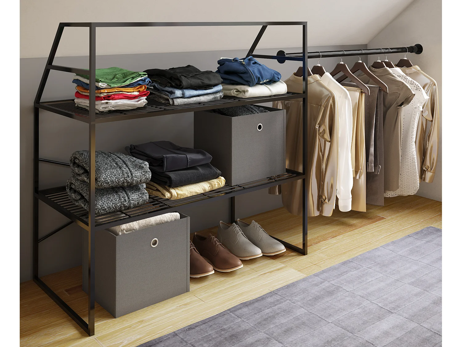 Wardrobe Disal Black W. 100 x H. 100 x D. 50 cm