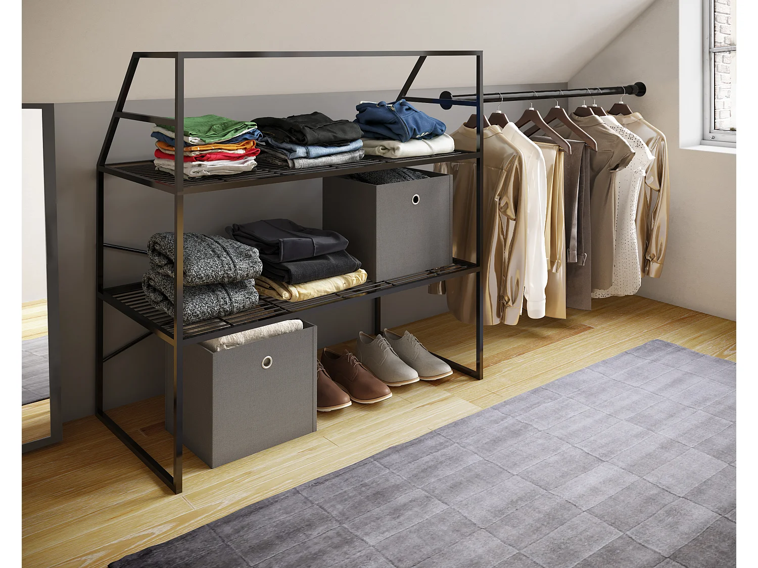 Wardrobe Disal Black W. 100 x H. 100 x D. 50 cm