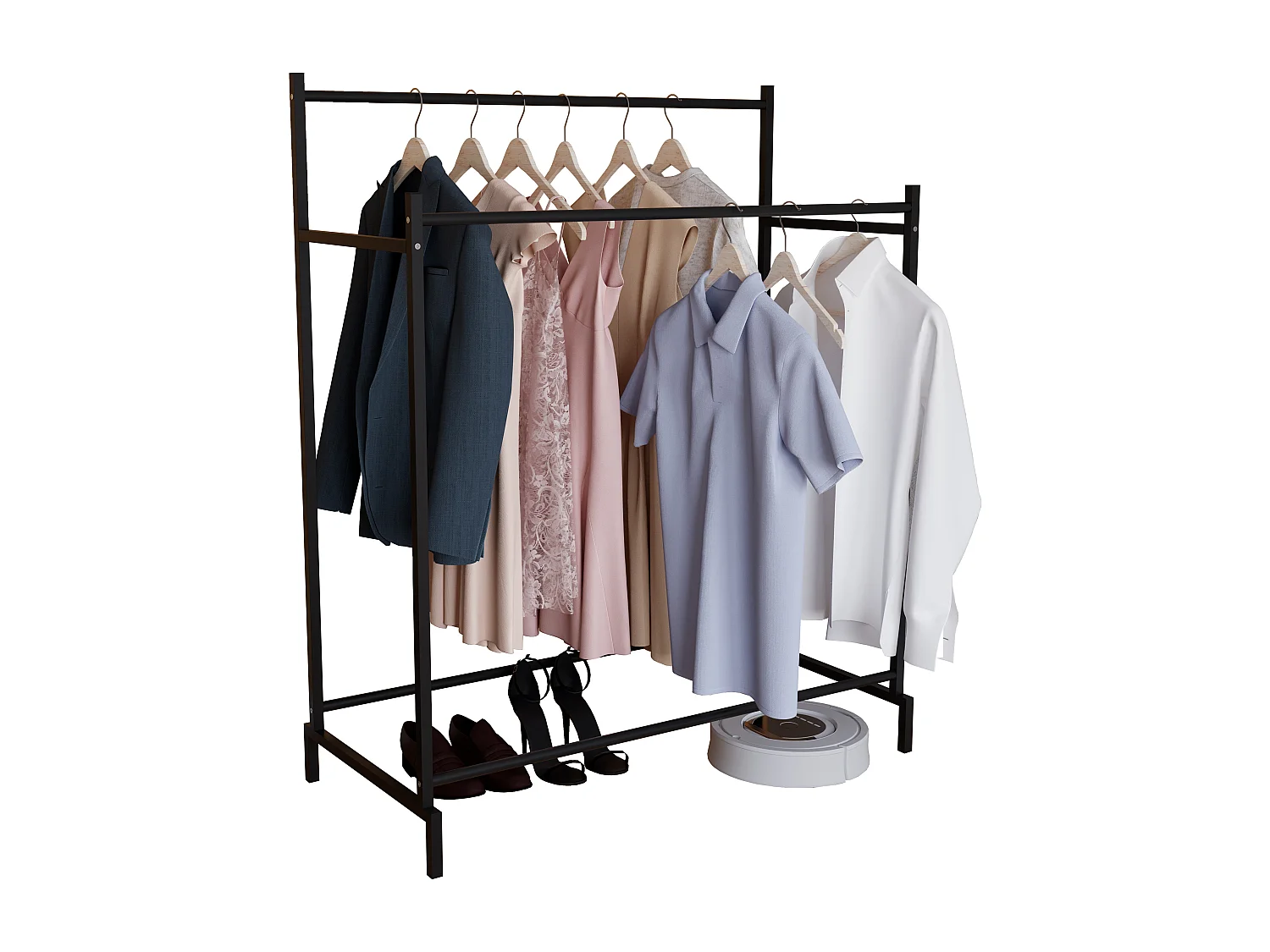 VCM metal roupeiro | closet aberto | walk-in | suporte para roupas | dimensões aprox. A. 136 x L. 103 x P. 52 cm- Labol L (Preto)