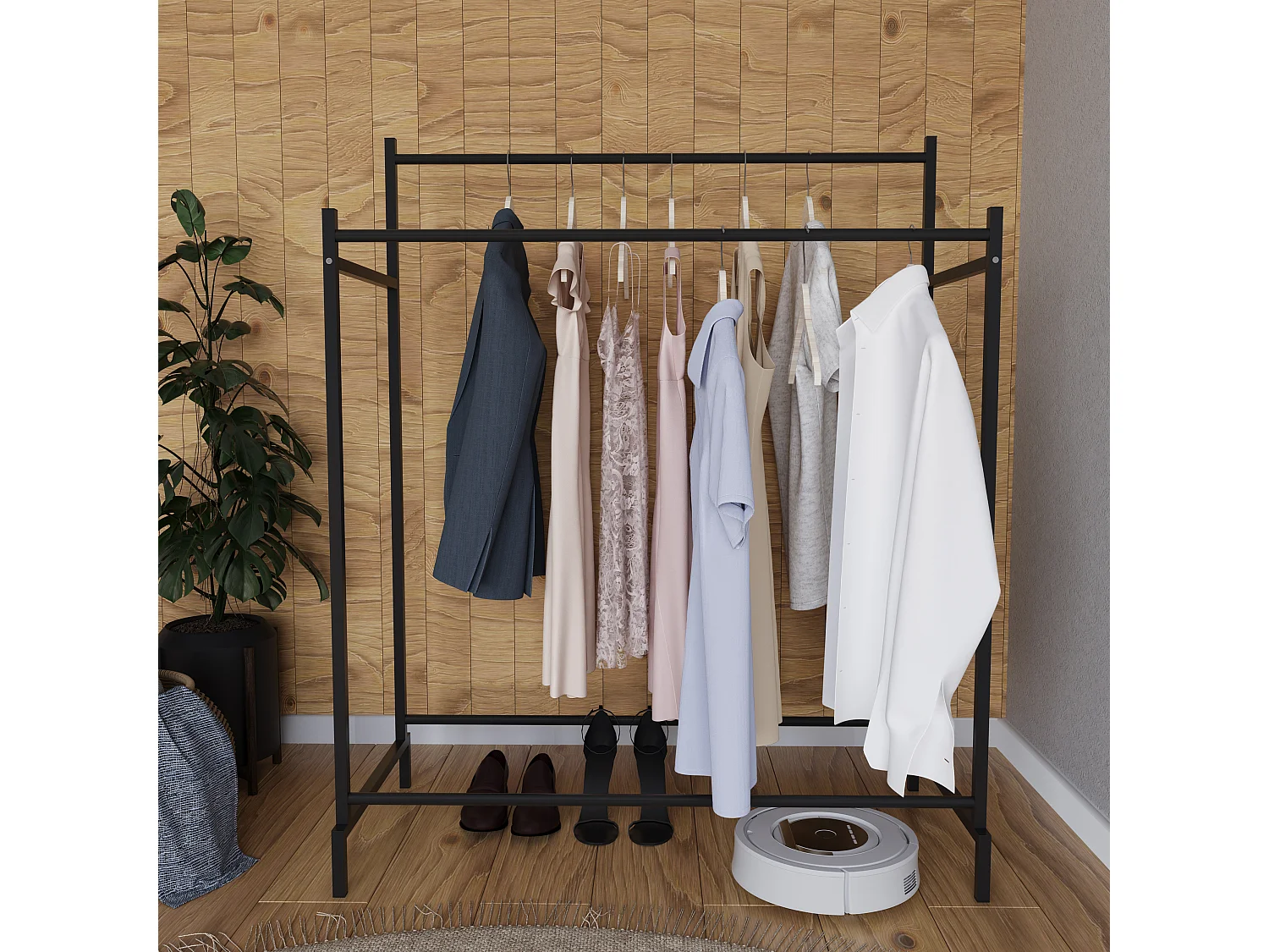 VCM metal roupeiro | closet aberto | walk-in | suporte para roupas | dimensões aprox. A. 136 x L. 103 x P. 52 cm- Labol L (Preto)