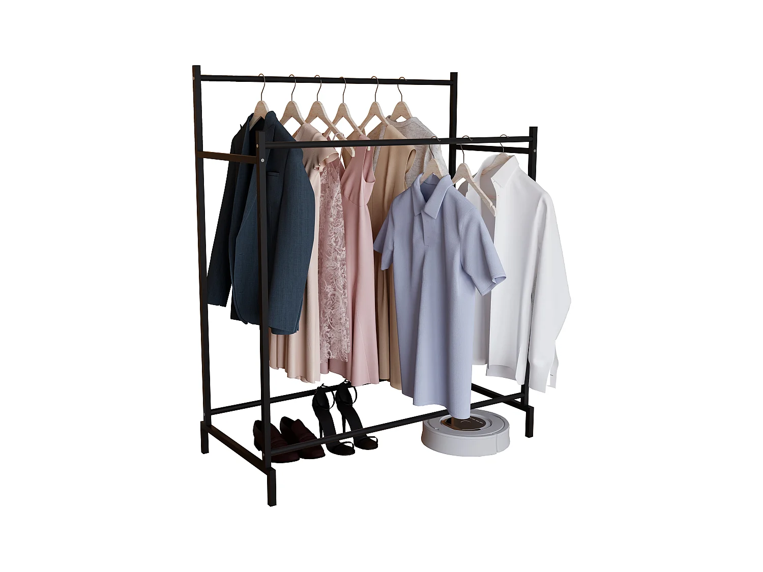 Wardrobe Labol L Black H. 136 x W. 103 x D. 52 cm