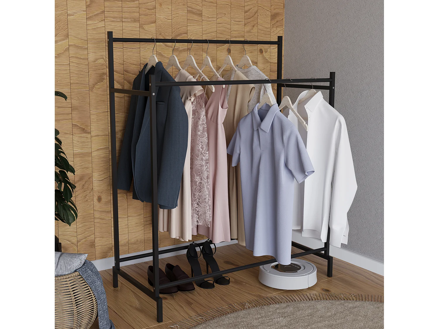 Wardrobe Labol L Black H. 136 x W. 103 x D. 52 cm