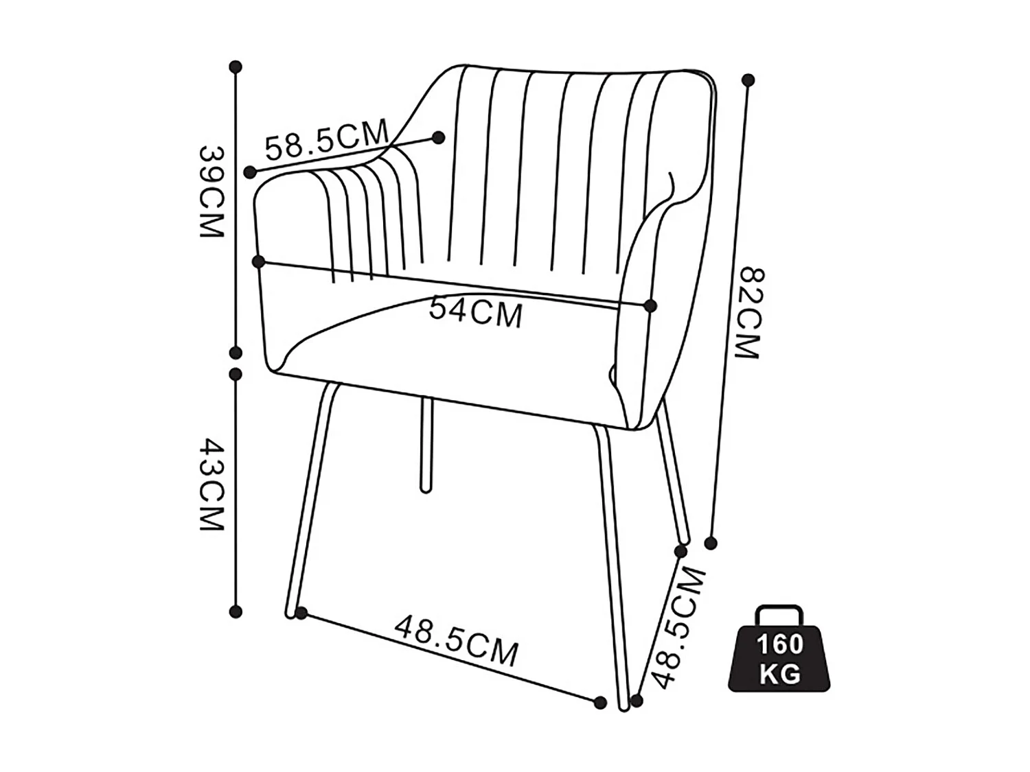 VCM 1 chaise de salle à manger scandinave chaise de cuisine rembourrée chaise de salle à manger table à manger accoudoir dossier Valia (gris clair)