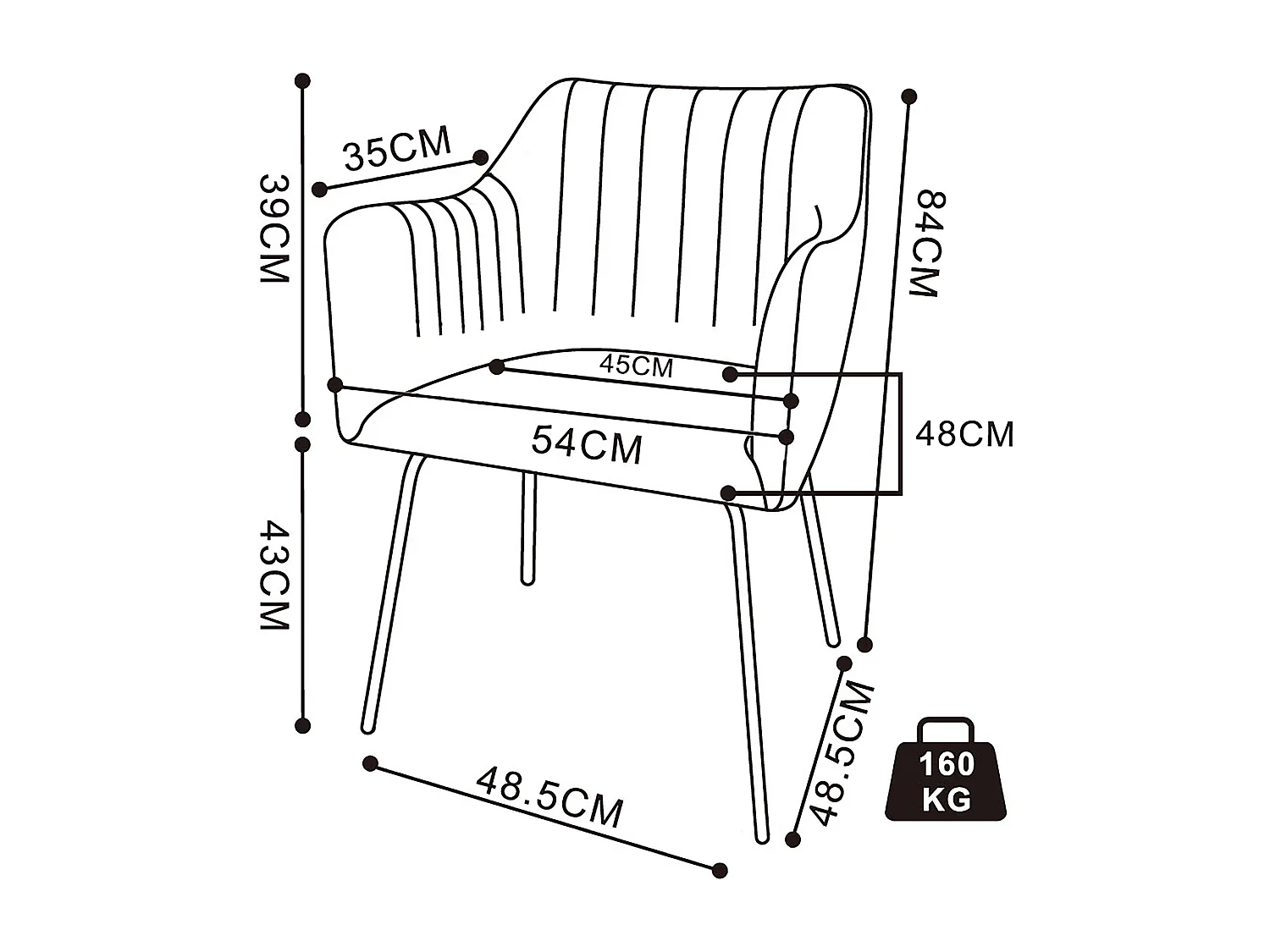 VCM 1 chaise de salle à manger scandinave chaise de cuisine rembourrée chaise de salle à manger table à manger accoudoir dossier Valia (gris clair)