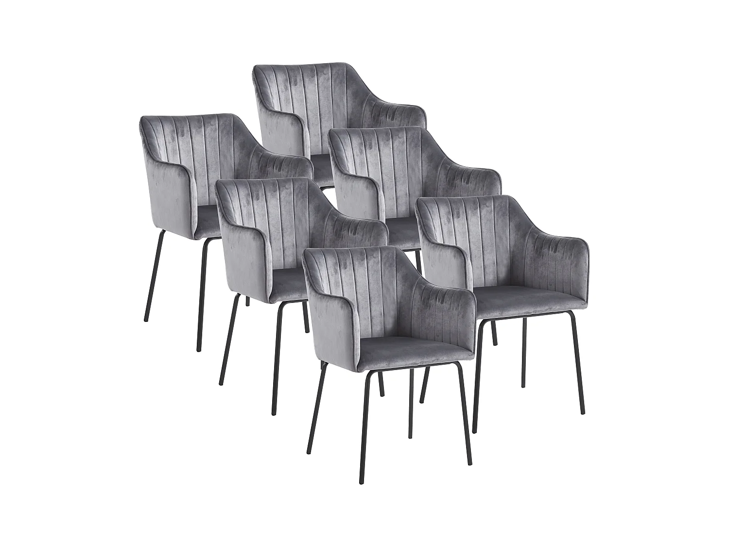 VCM 6 chaises de salle à manger scandinave chaise de cuisine rembourrée chaise de salle à manger table à manger accoudoir dossier Valia (gris clair)