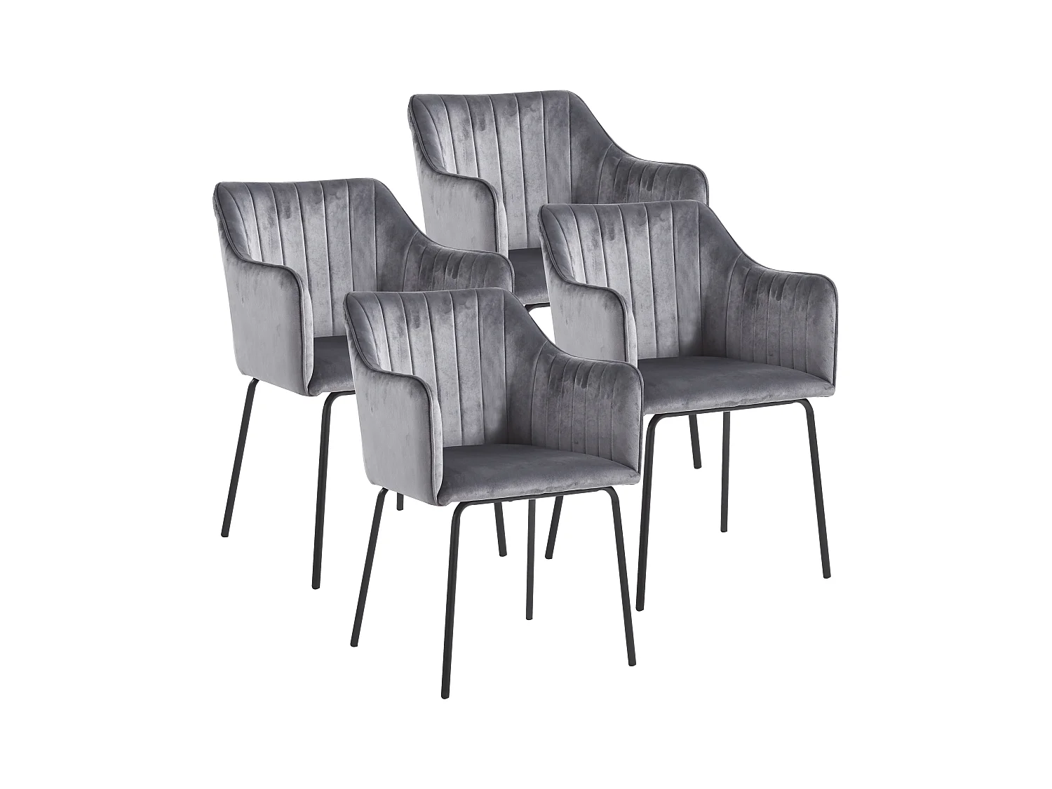 VCM 4 chaises de salle à manger chaise de cuisine scandinave rembourrée chaise de salle à manger table à manger accoudoir dossier Valia (gris clair)