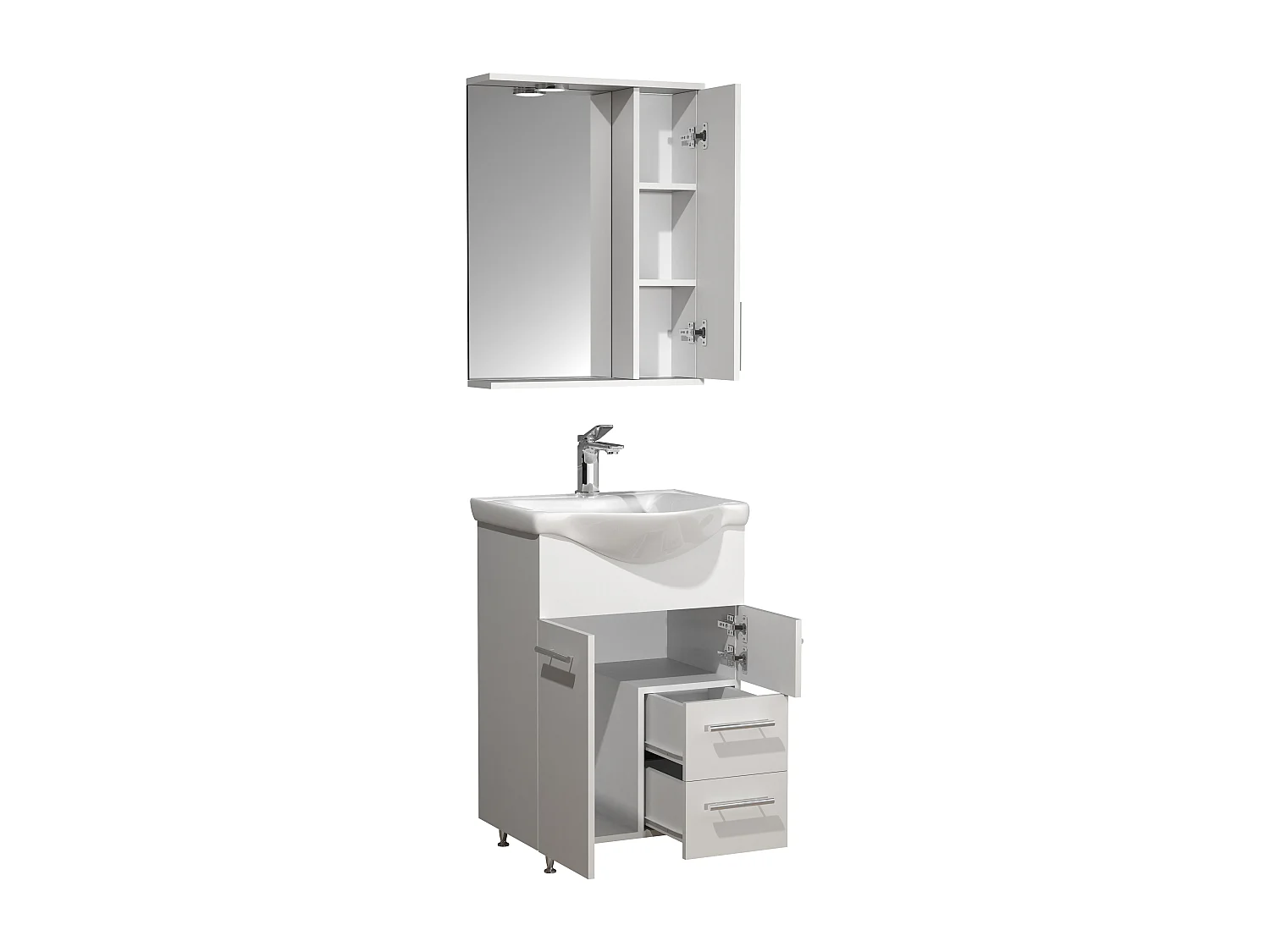 Bathroom furniture washbasin Lisalo White H. 152 x W. 55 x D. 45 cm
