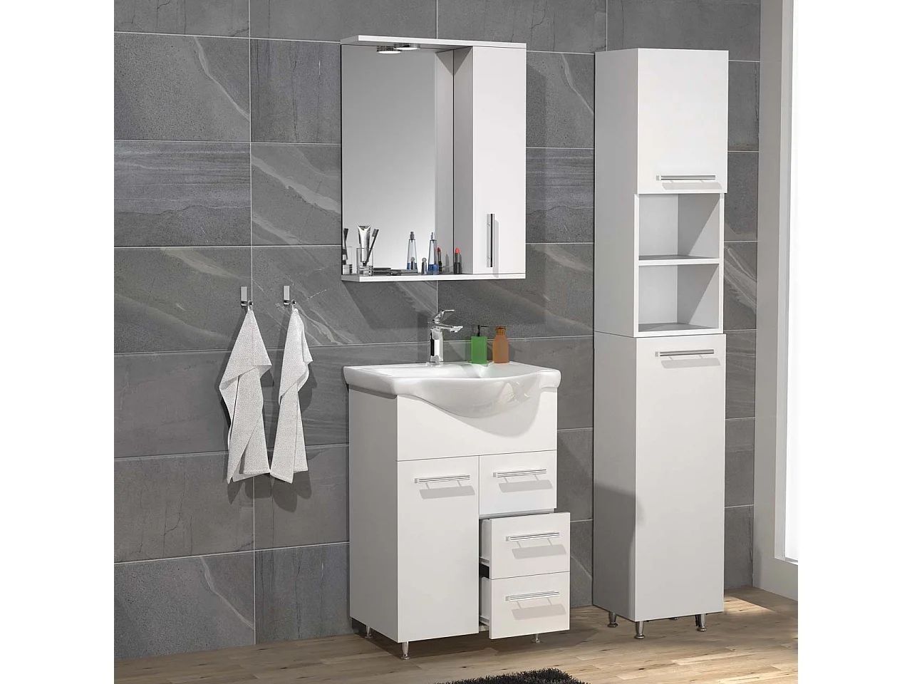 Bathroom furniture washbasin Lisalo White H. 170 x W. 85 x D. 45 cm