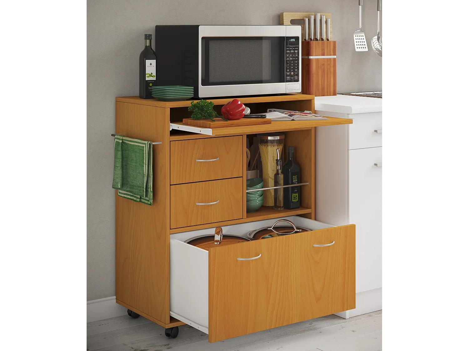 Mobiliário de cozinha servindo carrinho Kicha Livro A. 86 x L. 70 x P. 40 cm