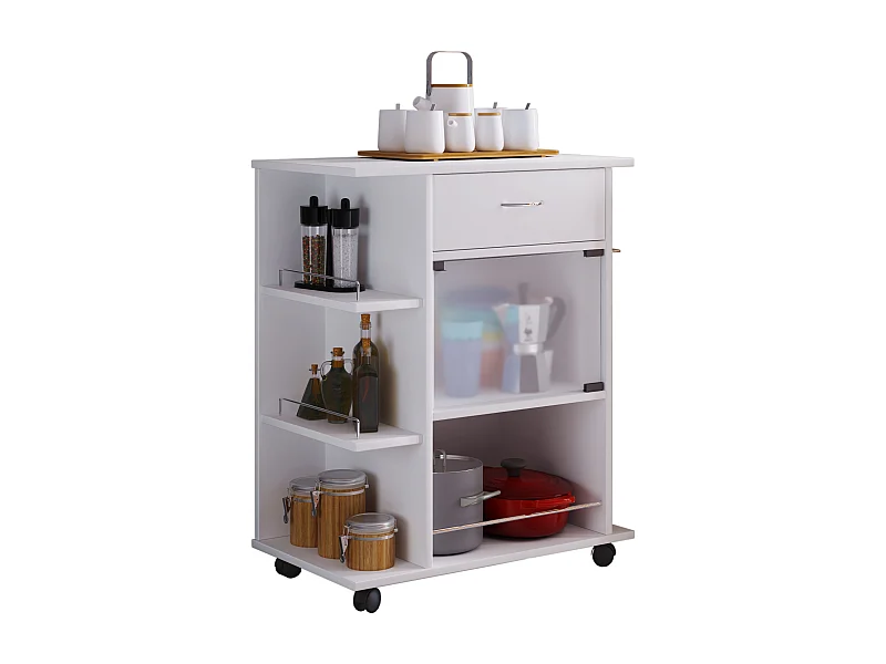 Kitchen furniture serving trolley Pocis White H. 80 x W. 65 x D. 39 cm