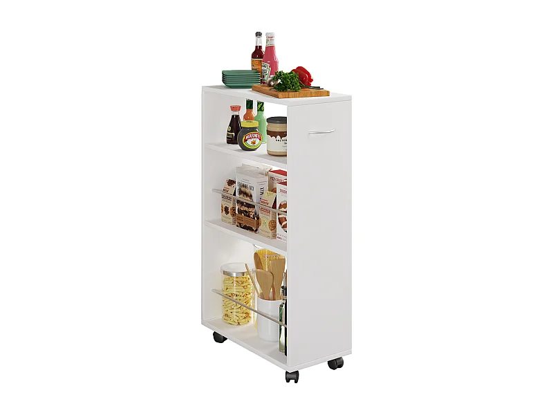 Kitchen furniture serving trolley Tusal White H. 85 x W. 25 x D. 50 cm