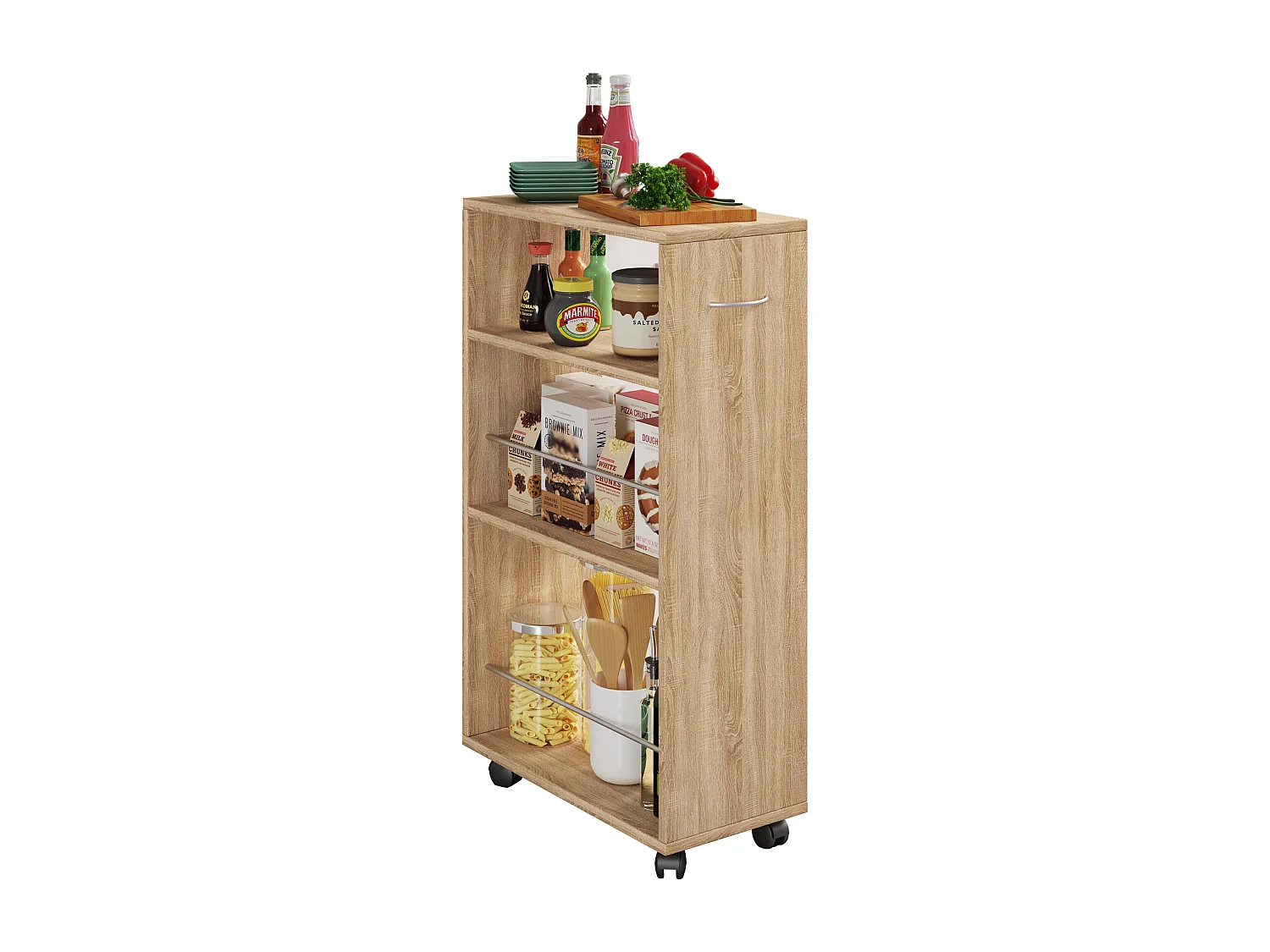 Kitchen furniture serving trolley Tusal Sonoma Oak H. 85 x W. 25 x D. 50 cm