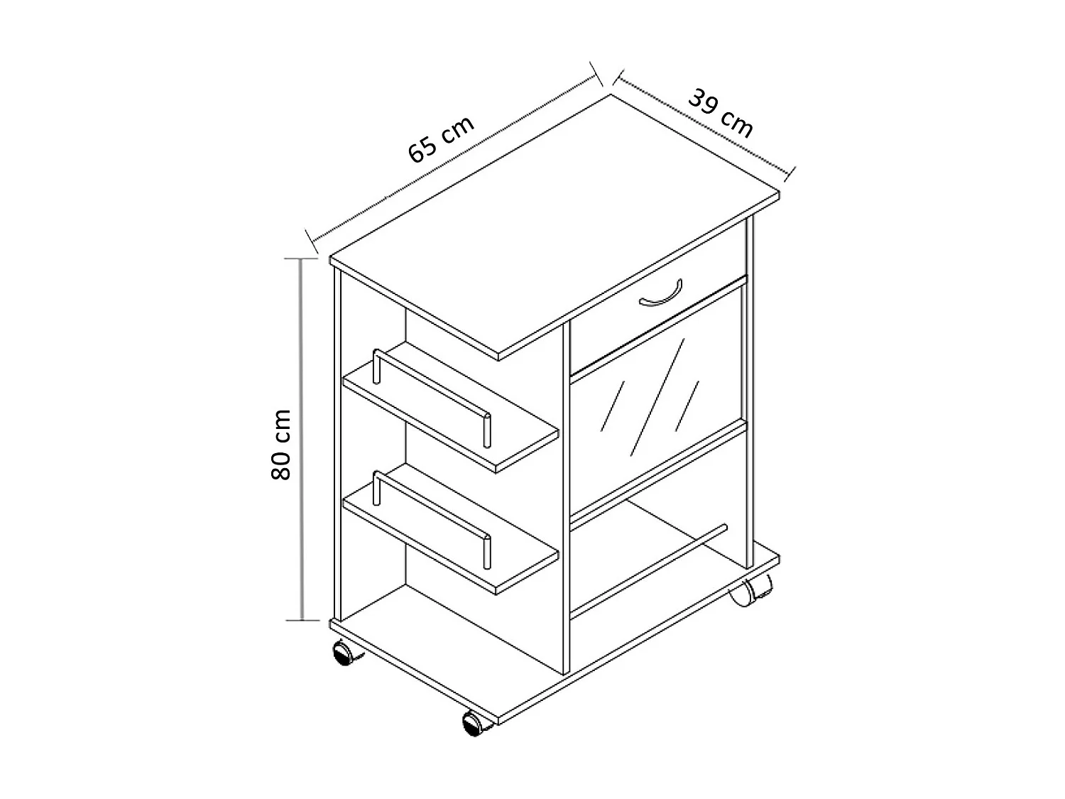 Mobiliário de cozinha servindo carrinho Pocis Livro A. 80 x L. 65 x P. 39 cm