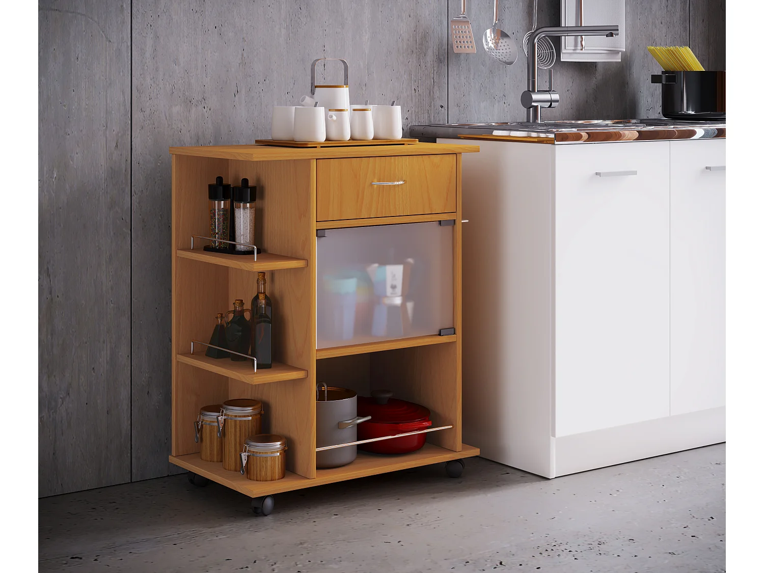 Mobiliário de cozinha servindo carrinho Pocis Livro A. 80 x L. 65 x P. 39 cm