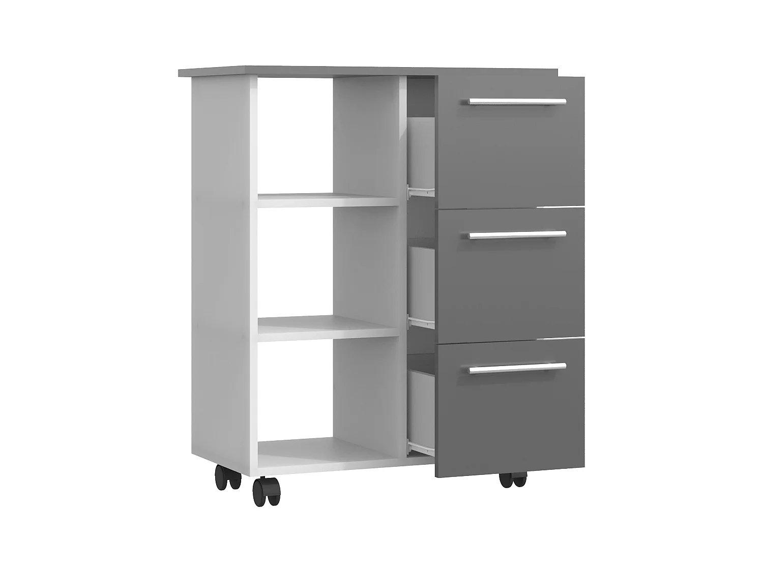 Kitchen furniture serving trolley Esilo White / Anthracite H. 85 x W. 68 x D. 38 cm