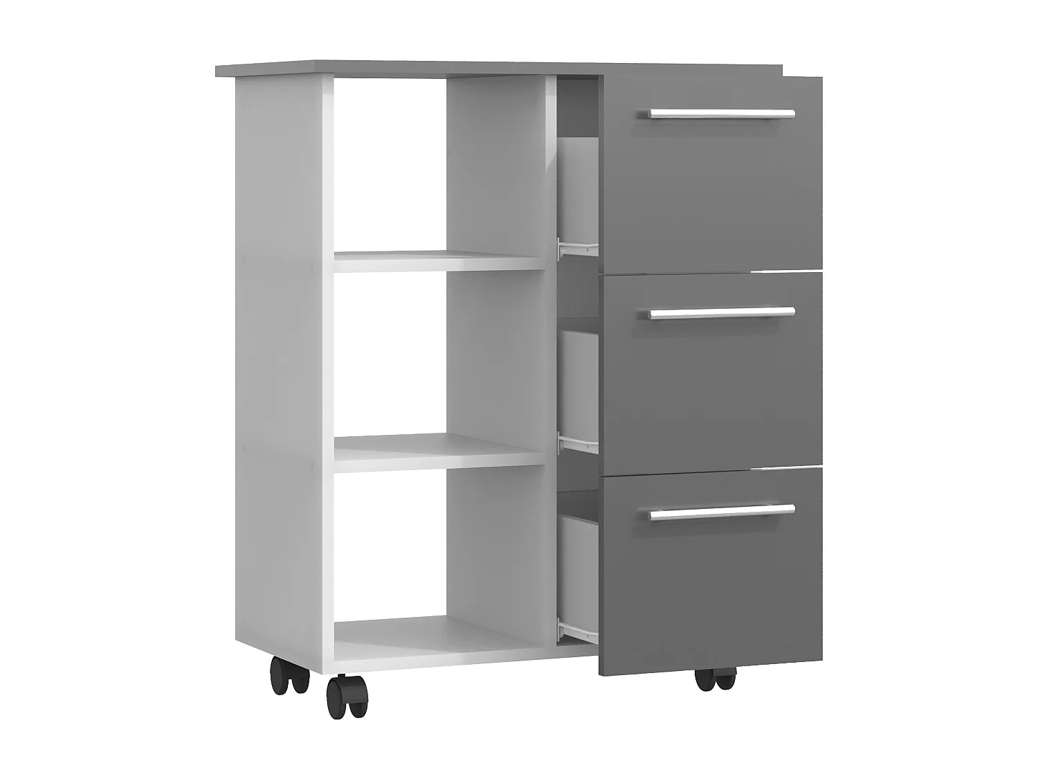 Kitchen furniture serving trolley Esilo White / Anthracite H. 85 x W. 68 x D. 38 cm