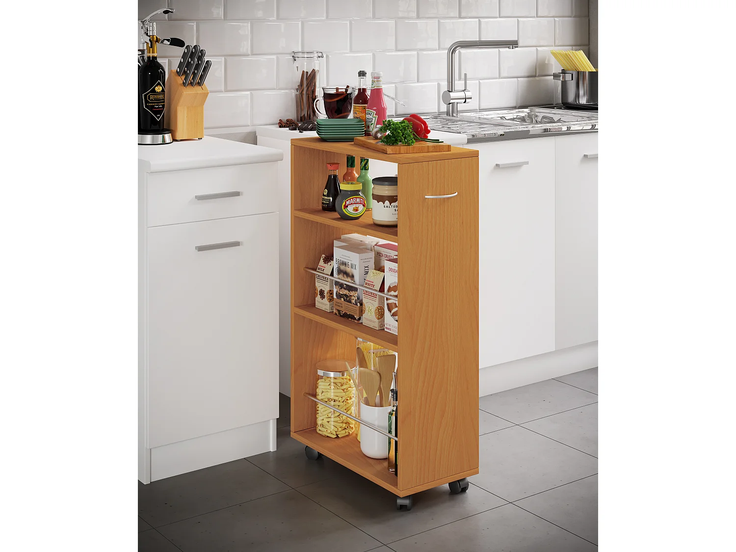 Kitchen furniture serving trolley Tusal Book H. 85 x W. 25 x D. 50 cm