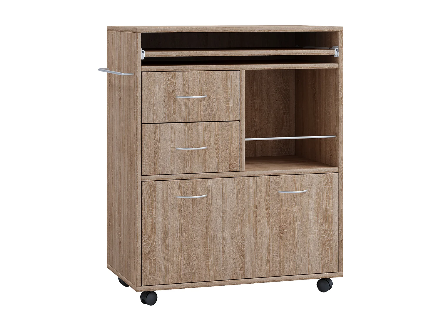 Kitchen furniture serving trolley Kicha Sonoma Oak H. 86 x W. 70 x D. 40 cm