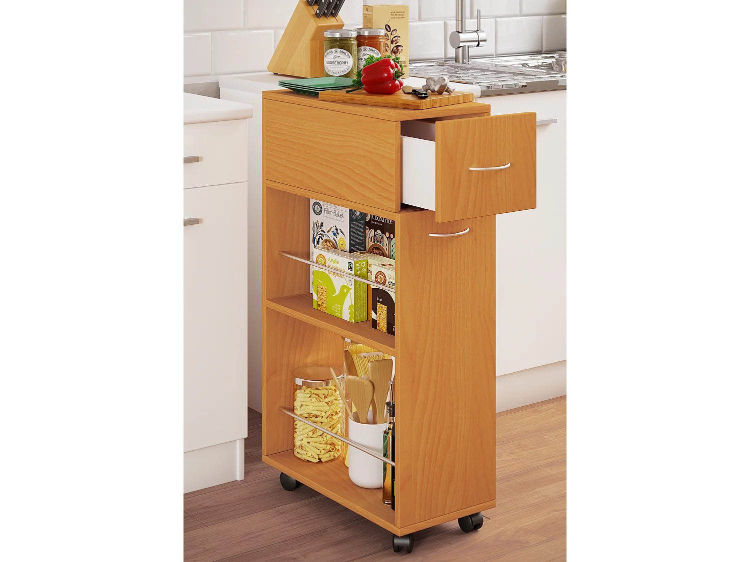 Kitchen furniture serving trolley Tusal Book H. 85 x W. 25 x D. 50 cm